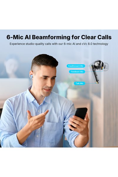 EARFUN Casti wireless Air Pro 4+ ANC, 6 microfoane, Bluetooth 6.0