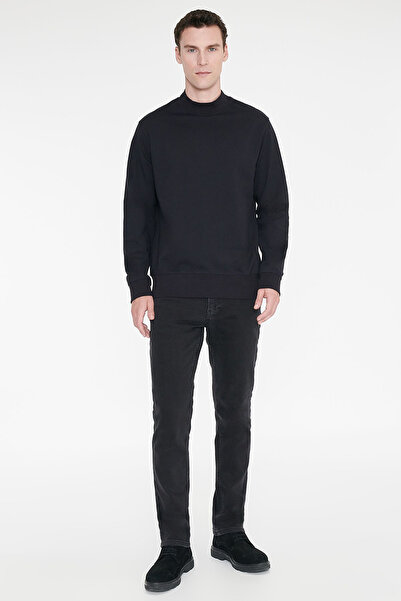 AC&Co / Altınyıldız Classics Erkek Lacivert Pamuklu Standart Fit Normal Kesim Yarım Balıkçı Yaka Sweatshirt