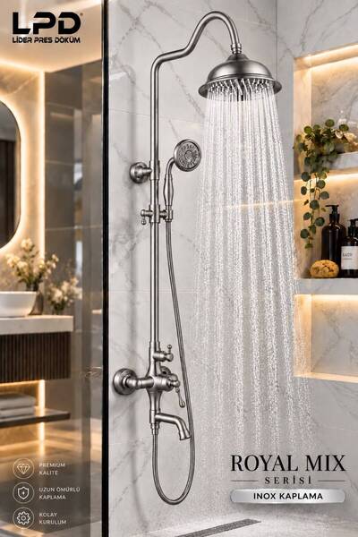 LPD LİDER İNOX DUŞ TAKIMI NİKEL ROBOT DUŞ SİSTEMİ BANYO BATARYASI DAHİL SET