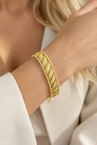 innuendo jewelery 925 Ayar Gümüş 22 Ayar Altın Kaplama Dalgalı Desen Dorikalı...