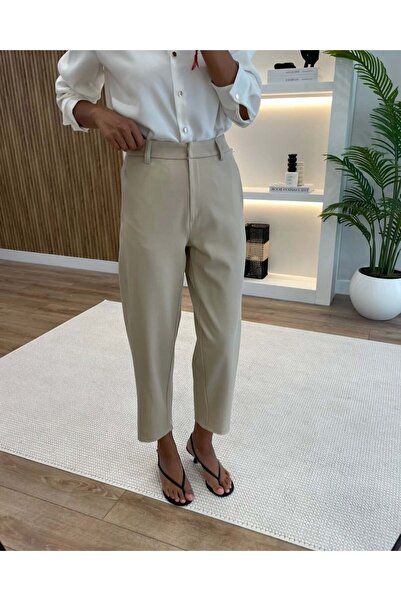 Myrum butik Nox Bej Düz Kesim Pantolon