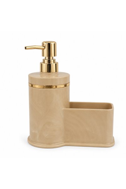 3NUR Stylish Gold-Color Detailed Liquid Soap Dispenser with Sponge Holder for...