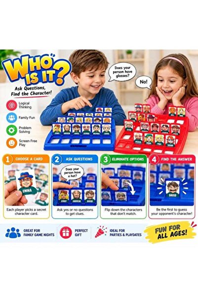 Twisoo Who Is It Guessing Board Game for Kids, Classic Guess Who Family Game with Character Cards, Interactive Question & Answer Game for Children, Family Game Night & Parties