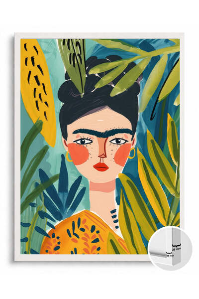 For Space On Ahşap Çerçeveli Tekli Tablo Frida Kahlo Jungle Duvar Tablosu Dek...