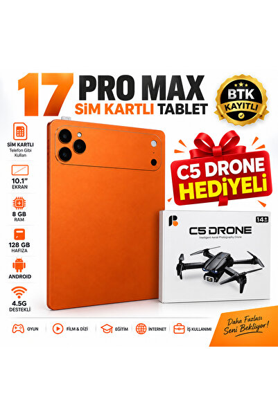 asfteknoloji 17 ProMax Sim Kartlı Tablet-Dron Hediyeli-Klavye+Mous+Kalem+Kılı...