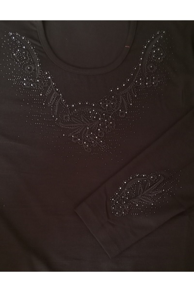 ÖZCAN Women's Clover Mother Blouse with Stone Embellishments on Collar and Sleeves