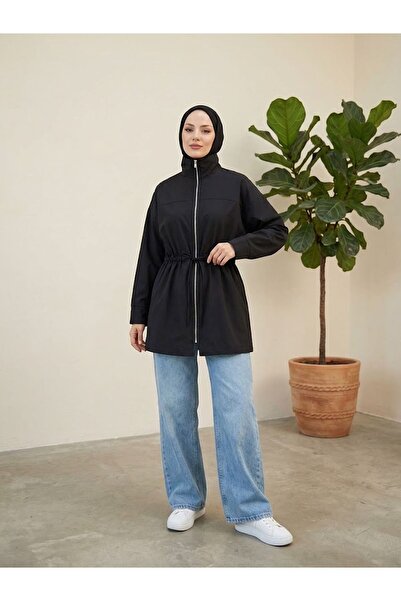 Foremia Hakim Collar Tunnel Detail Zippered Jacket-Black