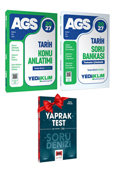 Yediiklim Yayınları 2027 AGS Tarih Konu Anlatımı - Tarih Soru Bankası - Hediye