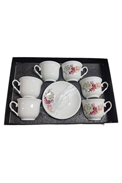odjas Set 6 cesti ceramice cu farfurii, model trandafiri