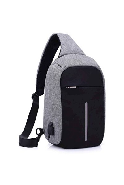 Generic Anti-Theft Package USB Charge Bag Black