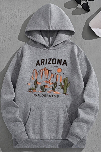 K KOZZ STYLE Unisex 3 Thread Cotton Gray Arizonawilderness Loose Fit Sweatshi...