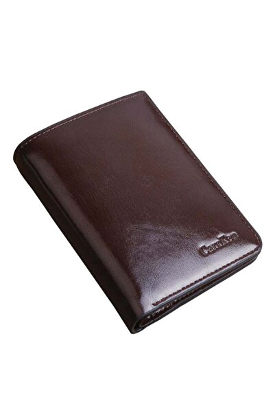 CarrKen 2-Fold Rectangle Shape Multi Function Wallet Brown
