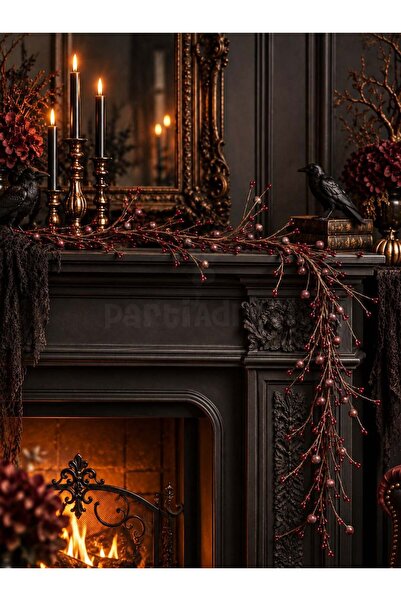 Parti Adresi Cadılar Bayramı Bordo Berry Garland 150 cm – Şömine ve Kapı Dekoru