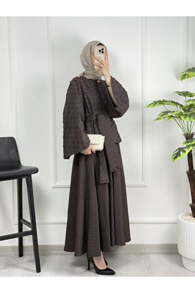 Sovel 3180 Collar Button Detailed Wrinkled Shirt-Skirt Casual Set