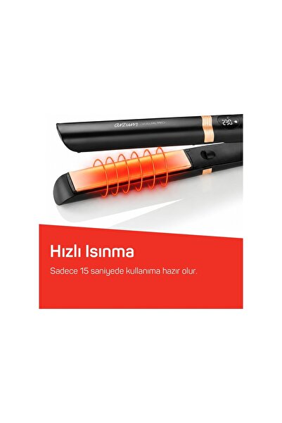 Arzum Ar5184 Volume Pro İnce Plakalı Saç Düzleştirici Siyah Siyah