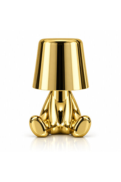 ARVALE Gold Oturan Adam Figürlü Dokunmatik Dekoratif Masa Lambası – 3 Işık Mo...