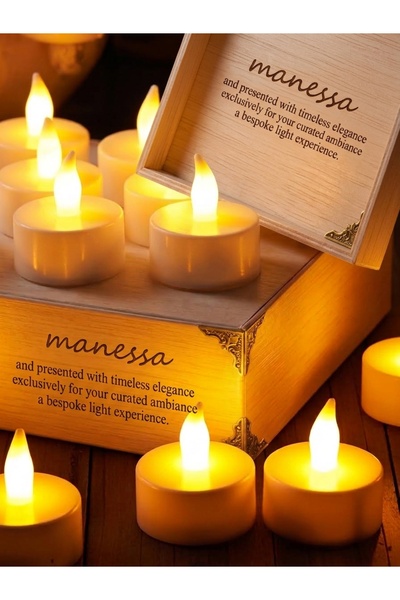 Manessa Led Mum 12’li Tealight Set – Pilli, Dumansız, Dekoratif LED Mum – Sar...