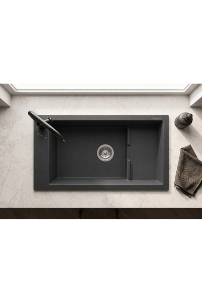 GÜNEY ANKASTRE RealStone P023 KNIDOS 82,5×46 cm Antrasit Granit Evye + Tekli ...