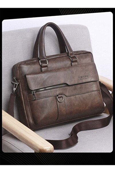 Weixier Men Retro Horizontal Shoulder Bag Portable Business Leather Waterproo...