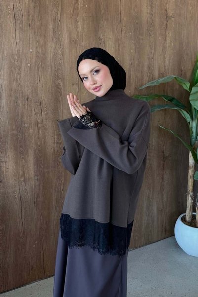 Şule Giyim Asil Lace Dty Tunic Brown