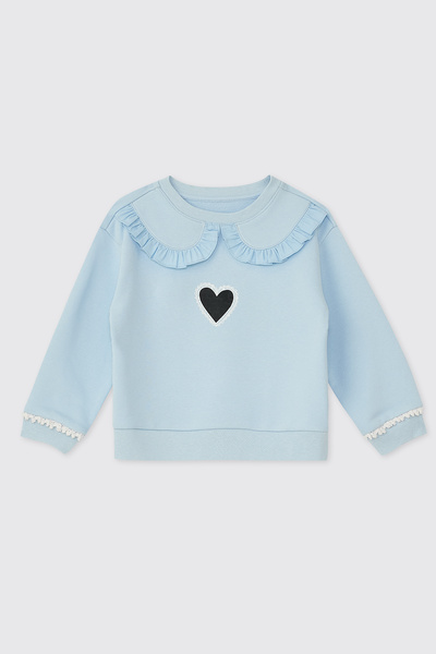 Panço Kız Bebek Mavi Fırfır Detaylı Sweatshirt