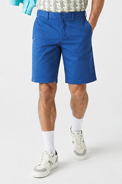 Lacoste Ανδρικό Σορτς Μπερμούντα Στενής Γραμμής από Βιολογικό Βαμβάκι, Μπλε