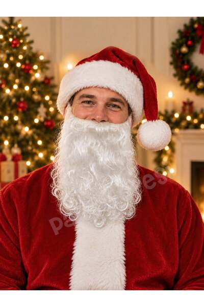 Parti Adresi Yılbaşı Beyaz Noel Baba Sakalı – Lastikli Takma Sakal Parti Akse...