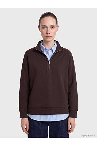 LC Waikiki Rmz Gi̇yi̇m Farkiyla Dik Roba Collar Soft Touch Women's Sweatshirt