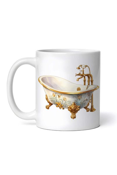 INOVATIX Personalized white mug, Vintage white mug with gold floral decoratio...