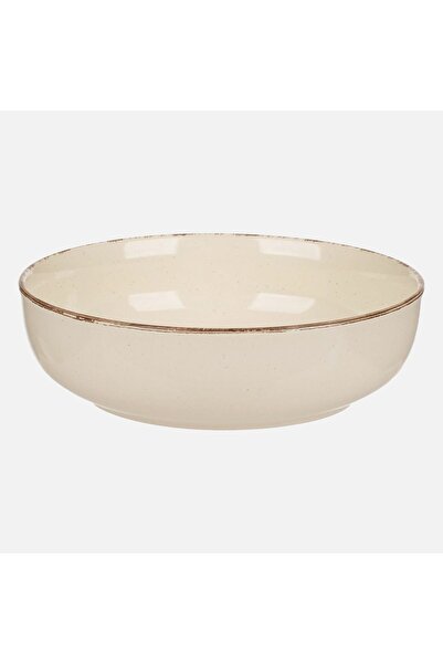 OEM Nordic Style Beige Ceramic Deep Plate Ø20cm