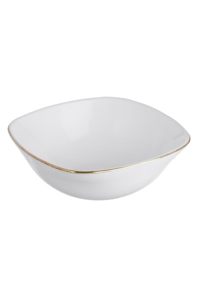 OEM Square White Opal Snack Bowl with Gold Rim 190ml