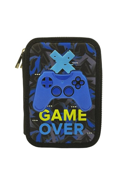 OEM Double Equipped Pencil Case Black Blue 3D Gaming Console 14x4x20cm