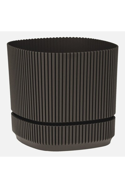OEM Ghiveci din Plastic cu Farfurie Incorporata Maro 20,6x20,6x18,5cm - 4,6L