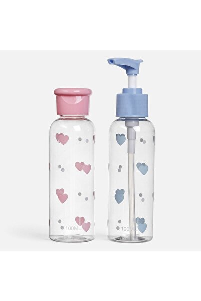 OEM Set of Transparent Travel Containers Ciel and Pink with Hearts 100ml - 2pcs