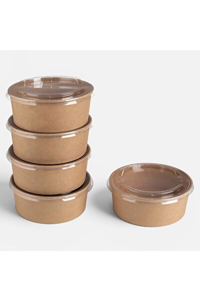 OEM Kraft Bowl with Transparent Lid 1.3L - 5pcs
