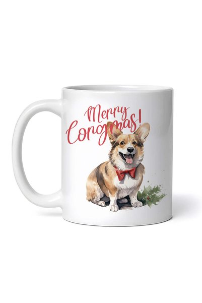 INOVATIX Персонализирана бяла чаша, куче от породата Уелско корги, Merry Corg...