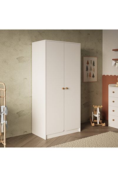 Bimossa KG2140 Daffy İki Kapaklı Gardırop Beyaz - Askılı ve Raflı Geniş İç Ha...