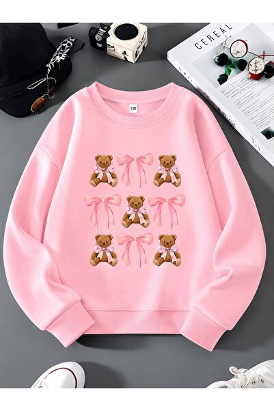 BENROMA 3-Ply Combed Cotton Ribbon Printed Unisex Children's Crewneck Sweatsh...