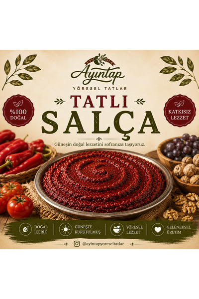 Tatlı Biber Salçası Gaziantep Ev Yapımı 1 KG – Katkısız, Güneşte Kurutulmuş, Doğal Köy Salçası