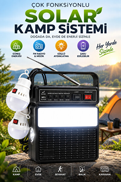 MATECHNO Taşınabilir Solar Güneş Enerjili LED Kamp Lambası Bluetooth Hoparlör...
