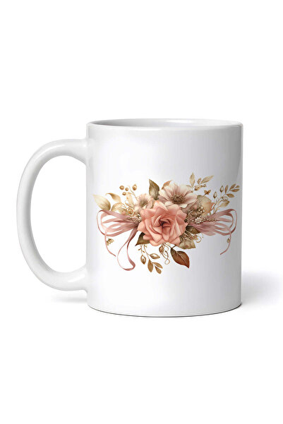 INOVATIX Personalized white mug, Vintage ornament with flowers, INOVATIX®. 330ml
