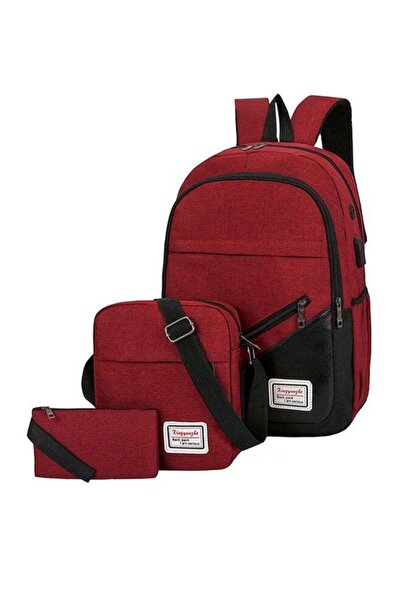Generic Set Of 3 New Style Backpack Red