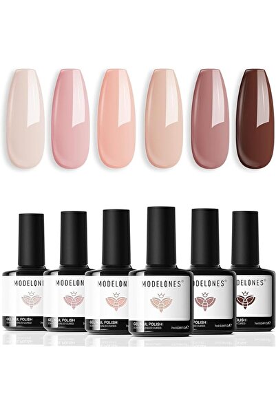 modelones Store modelones Gel Nail Polish Kit -6 Colors Nude Pink Gel Polish ...
