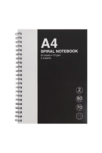 OEM Caiet A4 Matematica Negru Gri cu 2 Subiecte & Spirala - 80F