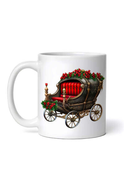 INOVATIX Personalized white mug, Black carriage with red upholstered seat, IN...