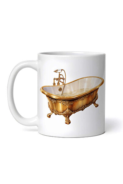 INOVATIX Personalized white mug, Vintage golden bathtub full of water, INOVAT...