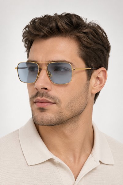Generic Ochelari de Soare Diana Kors Unisex UV400, Lentile Albastre Degrade, Ramă Metalică Aurie