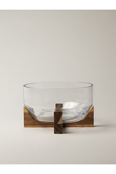 Minihol Vessa Akasya Standlı Cam Kase (12 x 18 cm)