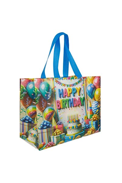 OEM Sacosa din PP Colorată "Happy Birthday" 31.5x17x25cm