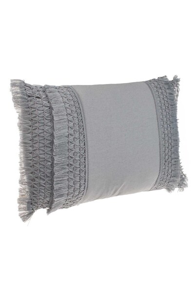 OEM Perna Decorativa de Vara Gri cu Model Macrame 50x30cm